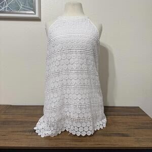 Antibes Blanc White Lace Sleeveless Mini Dress XL